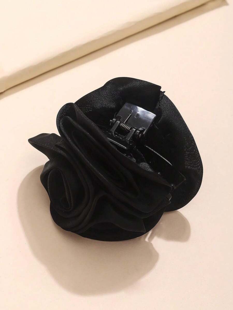 1 pieza Scrunchie de tela con diseño de flor de rosa, elegante - Morado - Ver 1