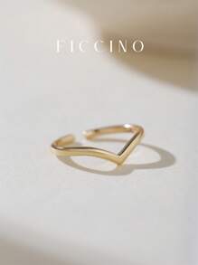 FICCINO Ficcino Adjustable Gold Plated & Platinum Plated V Shape Rose Gold Ring With Cubic Zirconia, Great Anniversary Gift With Jewelry Box