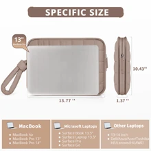 ETRONIK Puffy Laptop Sleeve 13 Inch 14 Inch, Laptop Case For MacBook Pro 14 Inch Laptop Sleeve, MacBook Air M2 Sleeve 13 Inch, IPad Pro 12.9, Cute Puffer Laptop Cover Carrying Case With Pocket - Khaki - View 3
