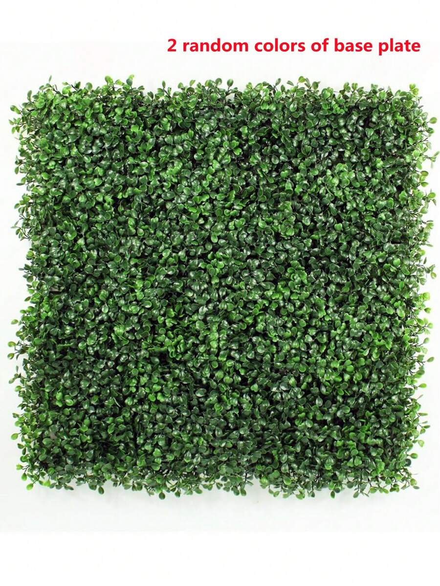1 Piece 10x10in Artificial Grass Wall, Green Plastic Artificial Leaf Panel Wall Decoration, Artificial Leaf Vine, Suitable For Garden, Courtyard, Simple PC Fake Leaf Home Decoration (2 Baseboard Random Colors - Green - View 1