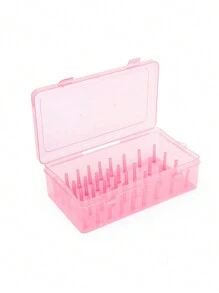 1pc 42-Spool Sewing Thread Storage Box, Household Needle Threader Kit, Clear Plastic Organizer - Pink - View 3