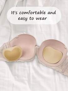 1pair Bikini Breast Lifting Pad, Breathable Sponge Bra Pad, Paste Bra Pad For Swimsuit & Bikini - Khaki - View 1