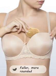 1pair Bikini Breast Lifting Pad, Breathable Sponge Bra Pad, Paste Bra Pad For Swimsuit & Bikini - Khaki - View 2