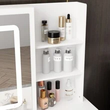 Large Vanity Set Makeup Vanity Dressing Table With Sliding Lighted Mirror, 5 Drawers & Shelves, Dresser Desk And Cushioned Stool Set