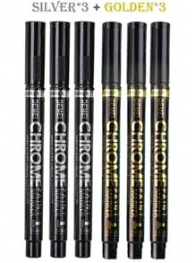 6Pcs/Set 2mm Electroplating Mirror Silver/Golden Liquid Reflective Paint Pen Hand-Repair Chrome-Plated Metal Waterproof Tire Ceramic Touch-Up Paint - Multicolor - View 1