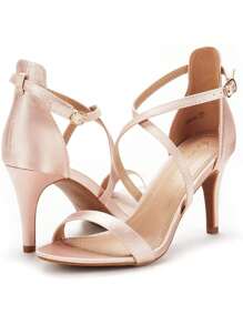 Women Cross Strappy High Heels Fashionable Stilettos Open Toe Pump Heel Sandals For Wedding Evening Party Homecoming,Valentine's Day - 香檳色 - 查看 5