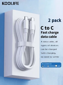 KOOLIFE 2pcs/Set Fast Charging Data Cable/Braided Cable 3A C-C Data Cable Compatible With 20W/27W/30W Fast Charging Adapter, Compatible With Apple/Android Smartphones Including 15/OPPO///, And Compatible With Tablets/IPad/IPad Pro/Mini/Air With USB-C Port