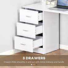 HOMCOM 120cm Computer Desk, Writing Table, PC Workstation With 3 Storage Shelves And Drawers - White - View 8