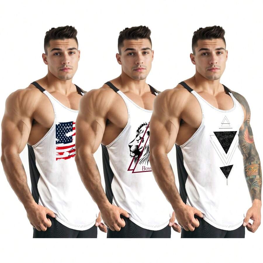 Men Tank Tops - 白色 - 查看 1