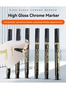 6Pcs/Set 2mm Electroplating Mirror Silver/Golden Liquid Reflective Paint Pen Hand-Repair Chrome-Plated Metal Waterproof Tire Ceramic Touch-Up Paint - Multicolor - View 7