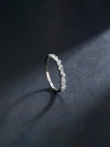 MODIAN 925 Sterling Silver Simple Stackable Cubic Zirconia Finger Rings For Women Solid Exquisite Fine Ring Fashion Jewelry Gift