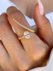 1 件优雅方晶锆石戒指，适合女士结婚订婚周年纪念聚会戒指珠宝情人节礼物情人