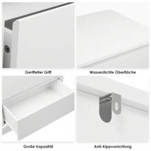 Bedroom Chest Of Drawers, White Bedroom Chest Of Drawers, Chest Of Drawers With Six Drawers, White Chest Of Drawers For Adults, Storage Cabinet, Modern, Wood, 120 X 40 X 82 Cm - White - View 8