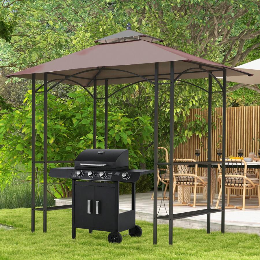 Outsunny 2.5 X 1.5m BBQ Tent Canopy Patio Outdoor Awning Gazebo Party Sun Shelter - Coffee - 棕色 - 查看 1