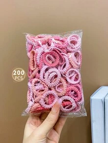 1 件裝 200 件粉紅色高彈性兒童裙邊髮帶 - 粉色 - 查看 4