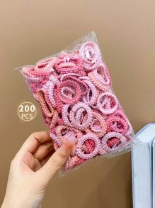 1 件裝 200 件粉紅色高彈性兒童裙邊髮帶 - 粉色 - 查看 5