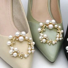 1pc Luxury High-End Circular Rhinestone Floral Detachable Metal Bride/Bridesmaid Shoe Clip, Shoe Decoration Accessory