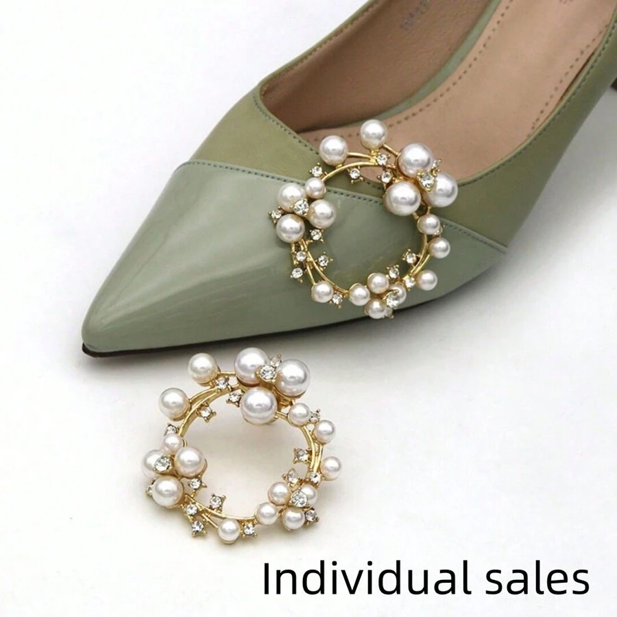 1pc Luxury High-End Circular Rhinestone Floral Detachable Metal Bride/Bridesmaid Shoe Clip, Shoe Decoration Accessory