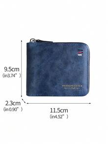 BATSIOE Men's Classic Fashionable Letter Print Zipper Wallet, European And American Business Style, Multiple Card Slots And Coin Pocket - Blue - View 6