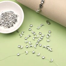 100/400pcs Diy Cute Star & Moon Shaped Beads For Bracelet, Necklace, Earring, Keychain, Mobile Phone Chain, Anklet, Festival, Birthday, Party Accessories, Gift, Jewelry Making