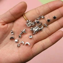 100/400pcs Diy Cute Star & Moon Shaped Beads For Bracelet, Necklace, Earring, Keychain, Mobile Phone Chain, Anklet, Festival, Birthday, Party Accessories, Gift, Jewelry Making