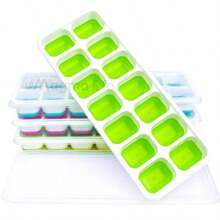 Magma Life Molde para Hielos de Silicona Suave: Conjunto de 4 Moldes Apilables con Tapas, ¡Diseñados para Facilitar el Desmoldado y Añadir un Toque de Diversión con sus Colores Vibrantes! - Multicolor - Ver 7