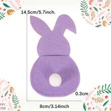 4入組新款復活節兔子刀叉套裝,彩色斯堪的納維亞風格毛毯餐具收納袋,適用於派對裝飾、餐廳餐具、農舍裝飾、場景裝飾 - 紫色 - 查看 3