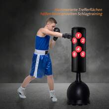 HOMCOM Boxsack Stehend 165cm Erwachsene Freistehender Heavy Duty Standboxsack mit Saugnapf-Basis Boxpartner Boxing Trainer Geeignet für Profis und Anfänger Schwarz - Schwarz - Übersicht 6