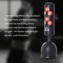 HOMCOM Boxsack Stehend 165cm Erwachsene Freistehender Heavy Duty Standboxsack mit Saugnapf-Basis Boxpartner Boxing Trainer Geeignet für Profis und Anfänger Schwarz - Schwarz - Übersicht 5