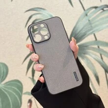 Simple Tree Pattern Full Coverage Lens Protective Phone Case, Compatible With Iphone 15promax / Compatible With Samsung / Compatible With Huawei,International Version, Not The Domestic Version - Grey - View 6