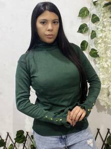 Women Knit Tops - 軍綠色 - 查看 3
