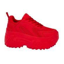 Tenis Sneakers Mujer Casuales Moda Color Rojo Plataforma 8 cm - Rojo - Ver 2