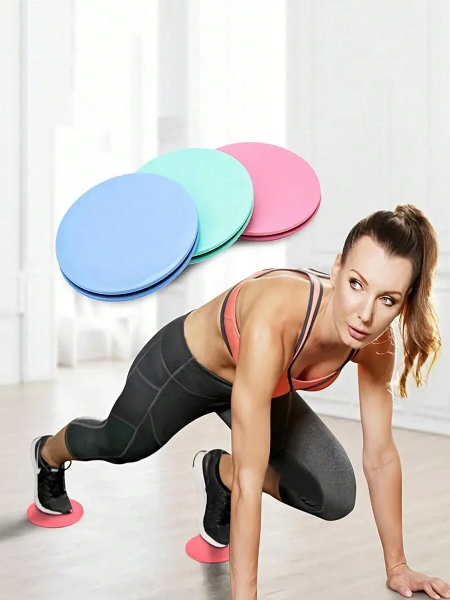 2pcs Core Sliders - Portable Fitness Equipment For Abdominal Muscle Training And Yoga Exercises - Multicolor - View 1