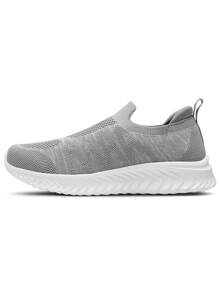 STQ Womens Slip On Trainers Causal Comfortable Shoes With Arch Support - Gris Claro - Ver 5