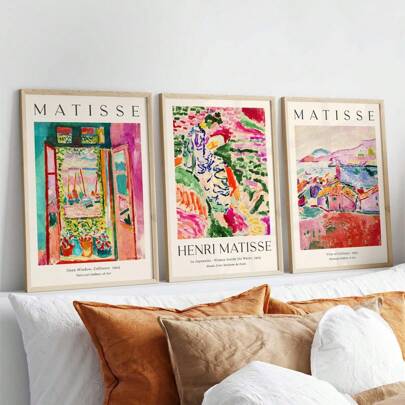 3pcs/Set Matisse Vintage Abstract Oil Painting Wall Art, Matisse Exhibition Art, Landscape Wall Art Canvas Print, Watercolor Wall Art Poster, Matisse Poster, Matisse Wall Art, Matisse Open Window, Matisse Collioure, Matisse Garden, Wall Decor, Frameless