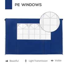 Outsunny 3 Meters Gazebo Replaceable Exchangeable Side Panel Wall Panels Walls With Window - Blue - View 8