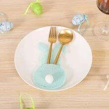4pcs Mới lễ Phục sinh Con thỏ Dao Và Cái nĩa Bộ , Bắc Âu Phong cách ins Có màu sắc Felt Đồ dao Hộp đựng Cái túi , Buổi tiệc Đồ trang trí , Nhà hàng Đồ dùng nhà bếp , Hoặc Bối cảnh Đồ trang trí - Màu xanh chanh - Xem 4