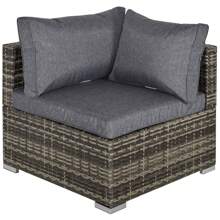 Outsunny PE Rattan Wicker Corner Sofa Garden Furniture Single Sofa Chair W/ Cushions - Dark Grey - View 6