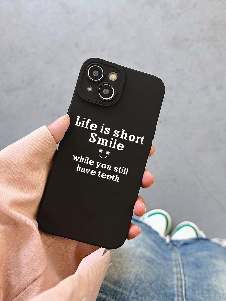 1 Miếng Truyền cảm hứng Tiếng Anh Mỉm cười Mặt In & Máy chụp hình Đầy đủ Wrapped Bảo vệ Đen Chạm nhẹ Ốp lưng & bao da điện thoại Tương thích với iPhone 11 , iPhone 13 , iPhone 14 , iPhone 15 Và Khác iPhone người mẫu - Nhiều màu - Xem 1