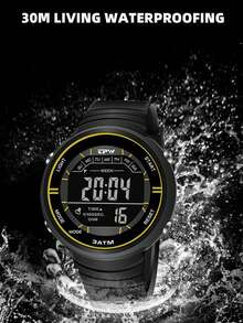 Teenagers' Fashionable Multifunctional Waterproof, Night-Light, Timing Alarm Electronic Watch Set For Students - Yellow - View 4