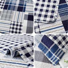 Plaid Bedding Quilts Lightweight Patchwork Quilt Set Classic Buffalo Check Bedspread Breathable Coverlet Geometric Bed Set Plaid Home Decor - 藏蓝色 - 查看 3
