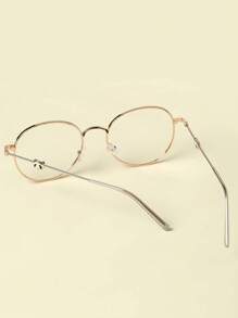 1pc Unisex Kids' Metal Frame Decorative Fashion Eyeglasses, Cute Nerd Glasses