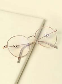 1pc Unisex Kids' Metal Frame Decorative Fashion Eyeglasses, Cute Nerd Glasses