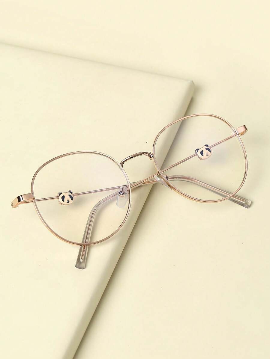 1pc Unisex Kids' Metal Frame Decorative Fashion Eyeglasses, Cute Nerd Glasses