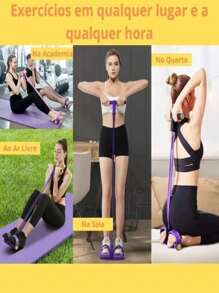Extensor de 4 pontas MultiFuncional Elástica Reforçada Exercícios Academia Ginástica Apoio Pés Tensão Forte Faixa Elásti - Multicolorido - Visão 6