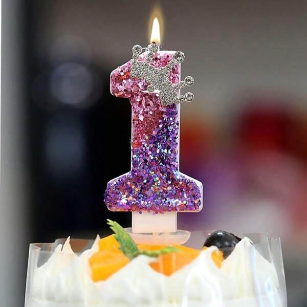1pc New Style Crown & Number Shaped Birthday Cake Candle For Kids' Romantic Party, Boy And Girl Birthday Candle, Suitable For Party Or Birthday Party.