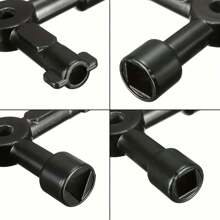 1pc 4-In-1 Multi-Purpose Electric Control Cabinet Repair Wrench, Elevator Water Meter Valve Cross Key Wrench - Black - View 3