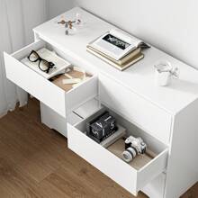 Bedroom Chest Of Drawers, White Bedroom Chest Of Drawers, Chest Of Drawers With Six Drawers, White Chest Of Drawers For Adults, Storage Cabinet, Modern, Wood, 120 X 40 X 82 Cm - White - View 5