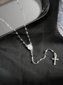1 Pièce Collier De Pendentif À Gland Croix De La Minimaliste Et À La Mode Pour Femmes