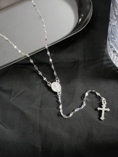 1件極簡時尚女性聖母流蘇吊墜項鍊